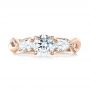 18k Rose Gold 18k Rose Gold Custom Three Stone Diamond Engagement Ring - Top View -  103503 - Thumbnail