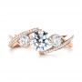 14k Rose Gold 14k Rose Gold Custom Three Stone Diamond Engagement Ring - Top View -  103655 - Thumbnail