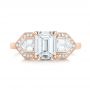 14k Rose Gold 14k Rose Gold Custom Three Stone Diamond Engagement Ring - Top View -  104830 - Thumbnail