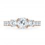 14k Rose Gold 14k Rose Gold Custom Three Stone Diamond Engagement Ring - Top View -  1129 - Thumbnail