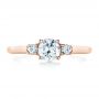 18k Rose Gold 18k Rose Gold Custom Three Stone Diamond Engagement Ring - Top View -  1308 - Thumbnail