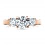 18k Rose Gold 18k Rose Gold Custom Three Stone Diamond Engagement Ring - Top View -  1393 - Thumbnail