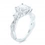 14k White Gold Custom Three Stone Diamond Engagement Ring - Three-Quarter View -  102465 - Thumbnail