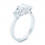 14k White Gold Custom Three Stone Diamond Engagement Ring - Three-Quarter View -  102540 - Thumbnail