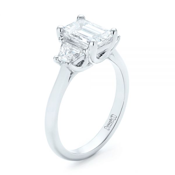 14k White Gold 14k White Gold Custom Three Stone Diamond Engagement Ring - Three-Quarter View -  102899