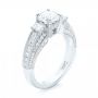 14k White Gold 14k White Gold Custom Three Stone Diamond Engagement Ring - Three-Quarter View -  103004 - Thumbnail