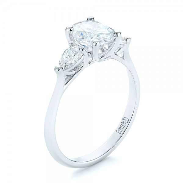  Platinum Platinum Custom Three Stone Diamond Engagement Ring - Three-Quarter View -  103035