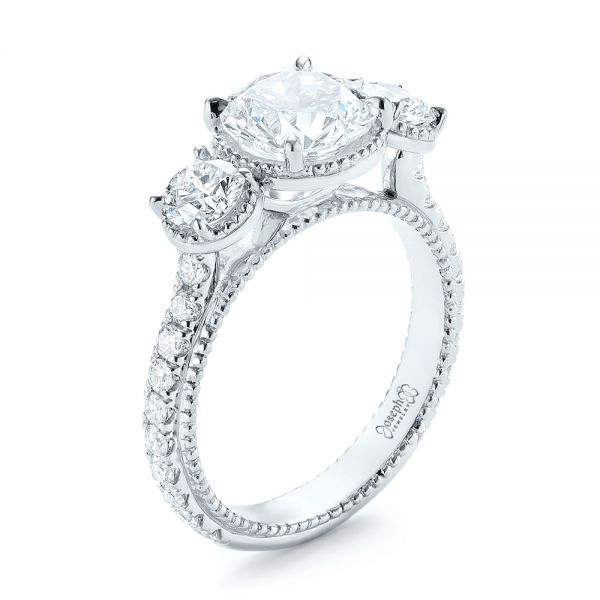 Custom Three-Stone Diamond Engagement Ring - Image