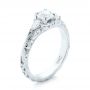 18k White Gold Custom Three Stone Diamond Engagement Ring - Three-Quarter View -  103349 - Thumbnail