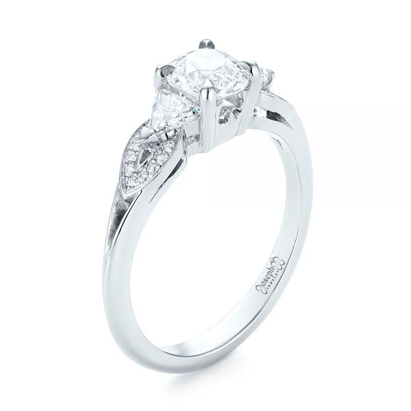 14k White Gold 14k White Gold Custom Three Stone Diamond Engagement Ring - Three-Quarter View -  103839