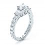  Platinum Custom Three Stone Diamond Engagement Ring - Three-Quarter View -  1129 - Thumbnail