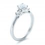 18k White Gold Custom Three Stone Diamond Engagement Ring - Three-Quarter View -  1308 - Thumbnail