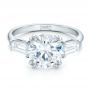  Platinum Custom Three Stone Diamond Engagement Ring - Flat View -  100161 - Thumbnail