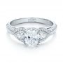 14k White Gold Custom Three Stone Diamond Engagement Ring - Flat View -  100279 - Thumbnail