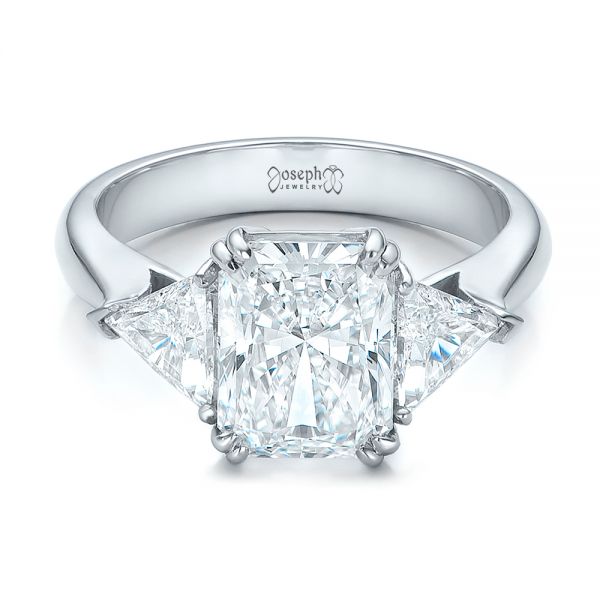  Platinum Custom Three Stone Diamond Engagement Ring - Flat View -  100803