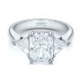  Platinum Custom Three Stone Diamond Engagement Ring - Flat View -  100803 - Thumbnail