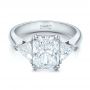 18k White Gold 18k White Gold Custom Three Stone Diamond Engagement Ring - Flat View -  100803 - Thumbnail