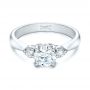 14k White Gold 14k White Gold Custom Three Stone Diamond Engagement Ring - Flat View -  102039 - Thumbnail