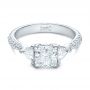 14k White Gold Custom Three Stone Diamond Engagement Ring - Flat View -  102091 - Thumbnail