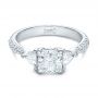 18k White Gold 18k White Gold Custom Three Stone Diamond Engagement Ring - Flat View -  102091 - Thumbnail