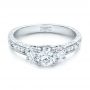 14k White Gold Custom Three-stone Diamond Engagement Ring - Flat View -  102131 - Thumbnail