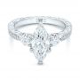  Platinum Custom Three Stone Diamond Engagement Ring - Flat View -  102353 - Thumbnail