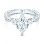 14k White Gold 14k White Gold Custom Three Stone Diamond Engagement Ring - Flat View -  102353 - Thumbnail