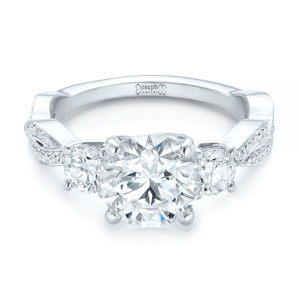  Platinum Platinum Custom Three Stone Diamond Engagement Ring - Flat View -  102465