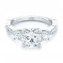 14k White Gold Custom Three Stone Diamond Engagement Ring - Flat View -  102465 - Thumbnail
