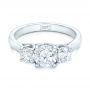 14k White Gold Custom Three Stone Diamond Engagement Ring - Flat View -  102540 - Thumbnail