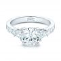  Platinum Custom Three Stone Diamond Engagement Ring - Flat View -  102807 - Thumbnail