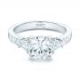  Platinum Custom Three Stone Diamond Engagement Ring - Flat View -  102807 - Thumbnail