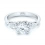  Platinum Custom Three Stone Diamond Engagement Ring - Flat View -  102898 - Thumbnail