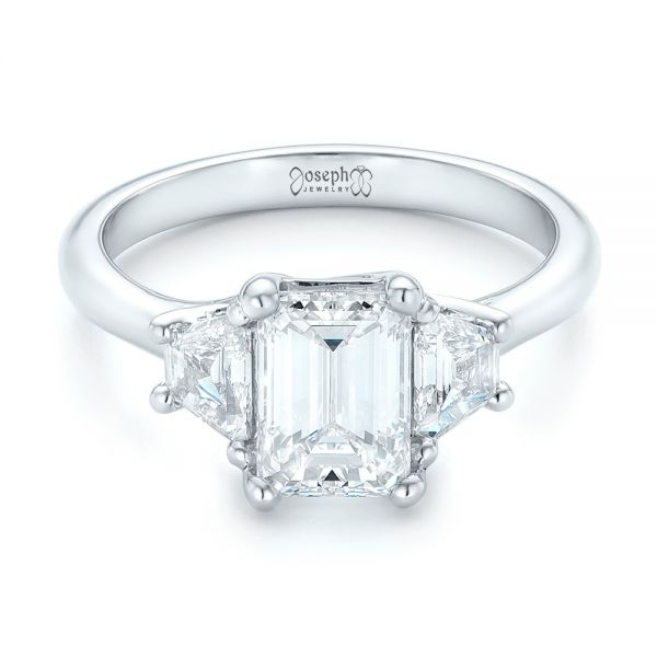  Platinum Custom Three Stone Diamond Engagement Ring - Flat View -  102899