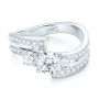  Platinum Custom Three Stone Diamond Engagement Ring - Flat View -  102944 - Thumbnail