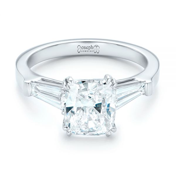  Platinum Custom Three Stone Diamond Engagement Ring - Flat View -  102964
