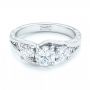 14k White Gold 14k White Gold Custom Three Stone Diamond Engagement Ring - Flat View -  103003 - Thumbnail