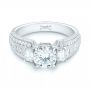 14k White Gold 14k White Gold Custom Three Stone Diamond Engagement Ring - Flat View -  103004 - Thumbnail