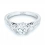 14k White Gold 14k White Gold Custom Three Stone Diamond Engagement Ring - Flat View -  103009 - Thumbnail