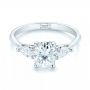 18k White Gold Custom Three Stone Diamond Engagement Ring - Flat View -  103035 - Thumbnail