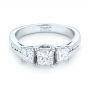  Platinum Custom Three Stone Diamond Engagement Ring - Flat View -  103135 - Thumbnail