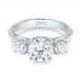 14k White Gold 14k White Gold Custom Three-stone Diamond Engagement Ring - Flat View -  103214 - Thumbnail