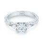 18k White Gold Custom Three Stone Diamond Engagement Ring - Flat View -  103349 - Thumbnail