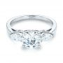  Platinum Custom Three Stone Diamond Engagement Ring - Flat View -  103354 - Thumbnail