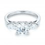 18k White Gold 18k White Gold Custom Three Stone Diamond Engagement Ring - Flat View -  103354 - Thumbnail