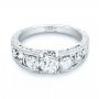  Platinum Custom Three Stone Diamond Engagement Ring - Flat View -  103426 - Thumbnail