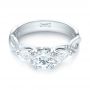 14k White Gold Custom Three Stone Diamond Engagement Ring - Flat View -  103503 - Thumbnail