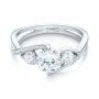  Platinum Custom Three Stone Diamond Engagement Ring - Flat View -  103655 - Thumbnail