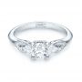  Platinum Custom Three Stone Diamond Engagement Ring - Flat View -  103839 - Thumbnail