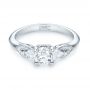 Platinum Custom Three Stone Diamond Engagement Ring - Flat View -  103839 - Thumbnail
